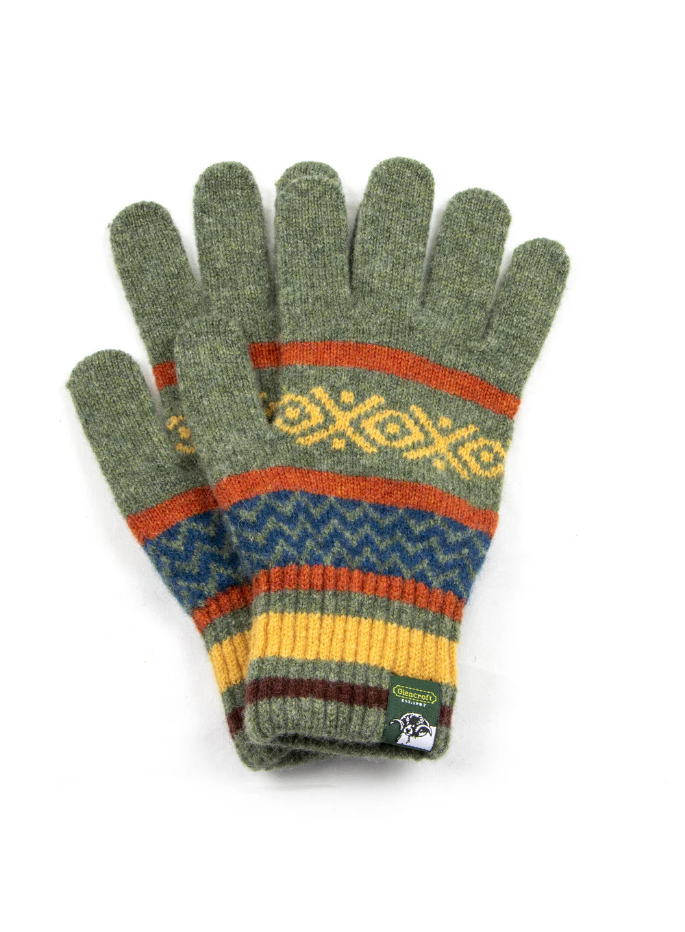 100% Lambswool Fair Isle Ladies Knitted Gloves - Image 4
