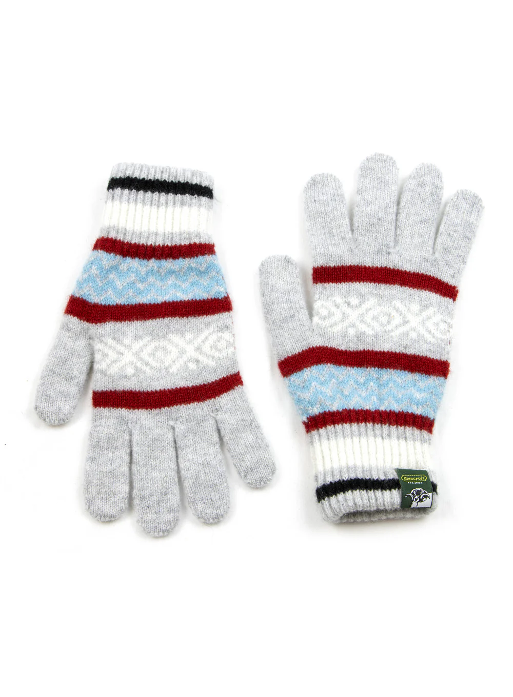 100% Lambswool Fair Isle Ladies Knitted Gloves - Image 9