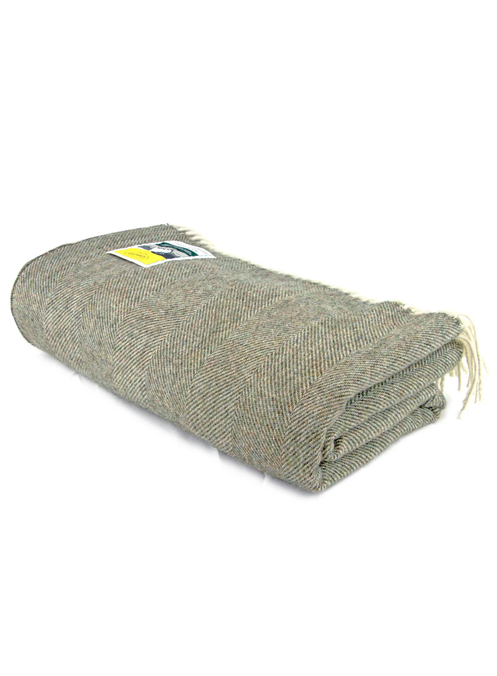 100% Wool Grey Herringbone Travel Rug - Image 2