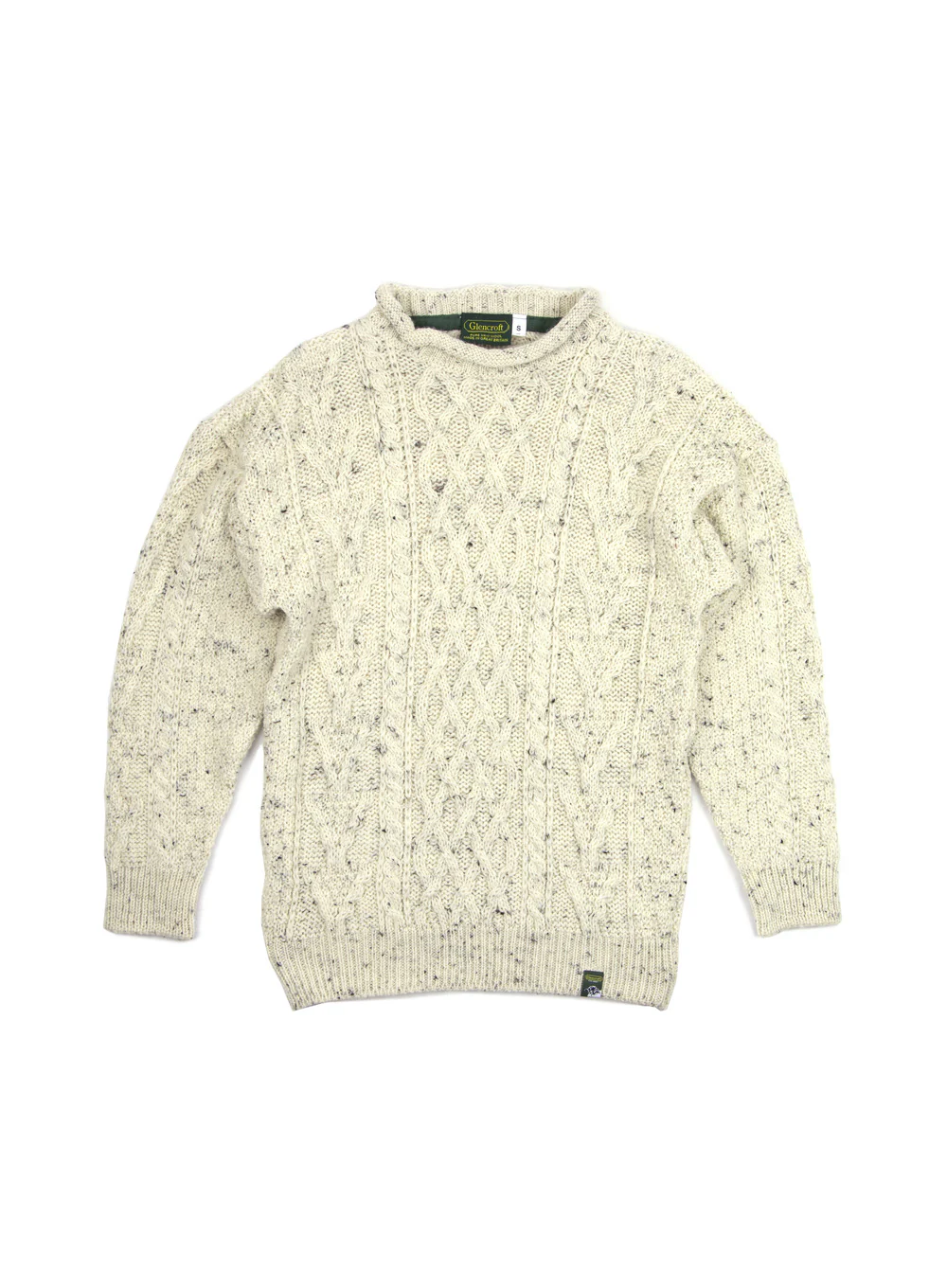 Roll Collar British Wool Aran Jumper - Image 3