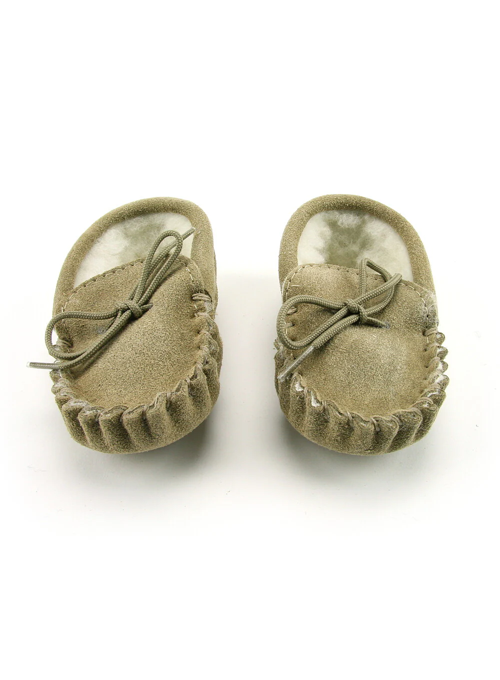 British Made Children's Moccasin Slippers Beige - Image 4