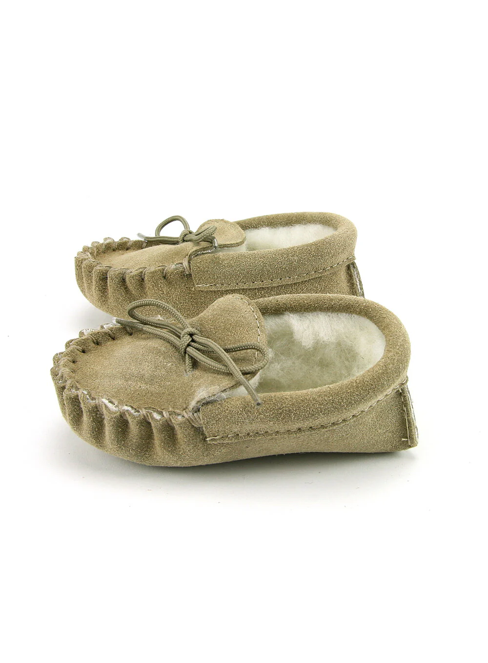 British Made Children's Moccasin Slippers Beige - Image 5