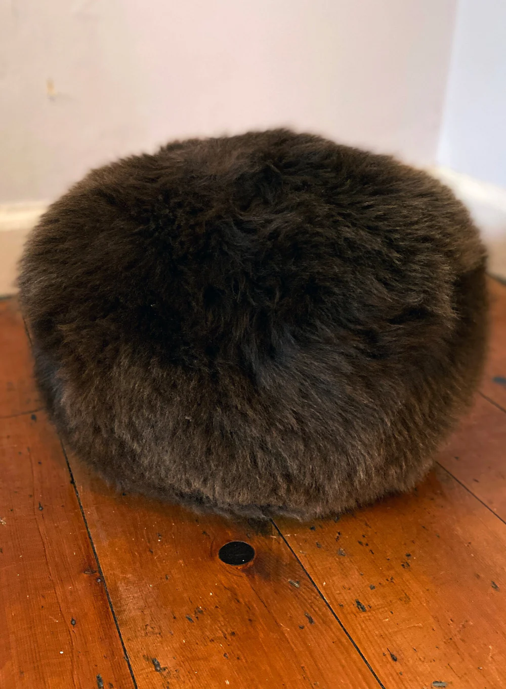 Brown Rare Breed British Sheepskin Pouffe - Image 3