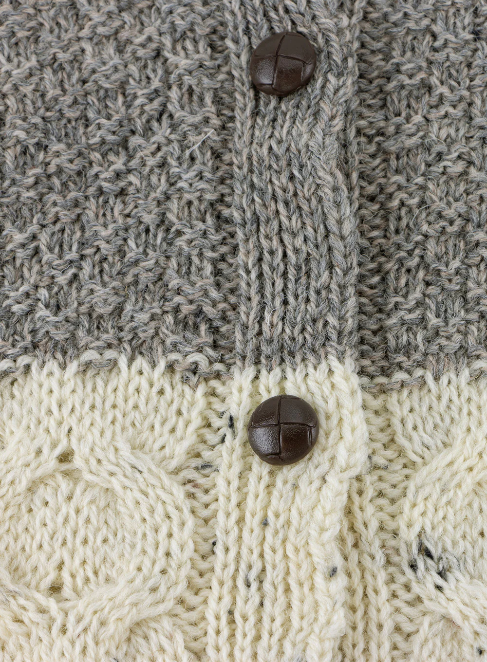 Florence Short Two-Tone British Wool Aran Cardigan - Image 5