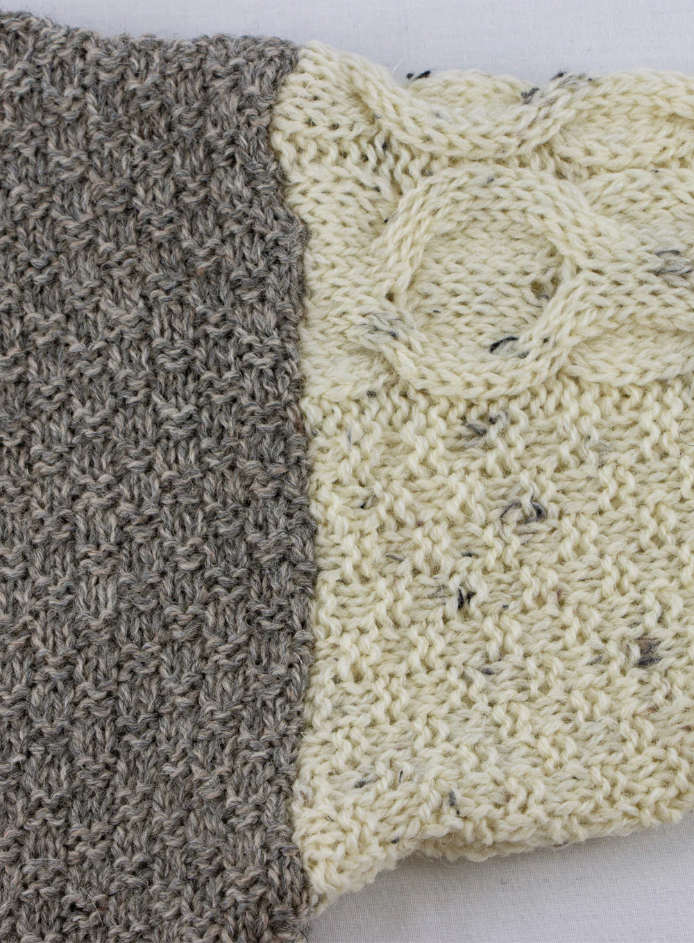Florence Short Two-Tone British Wool Aran Cardigan - Image 6