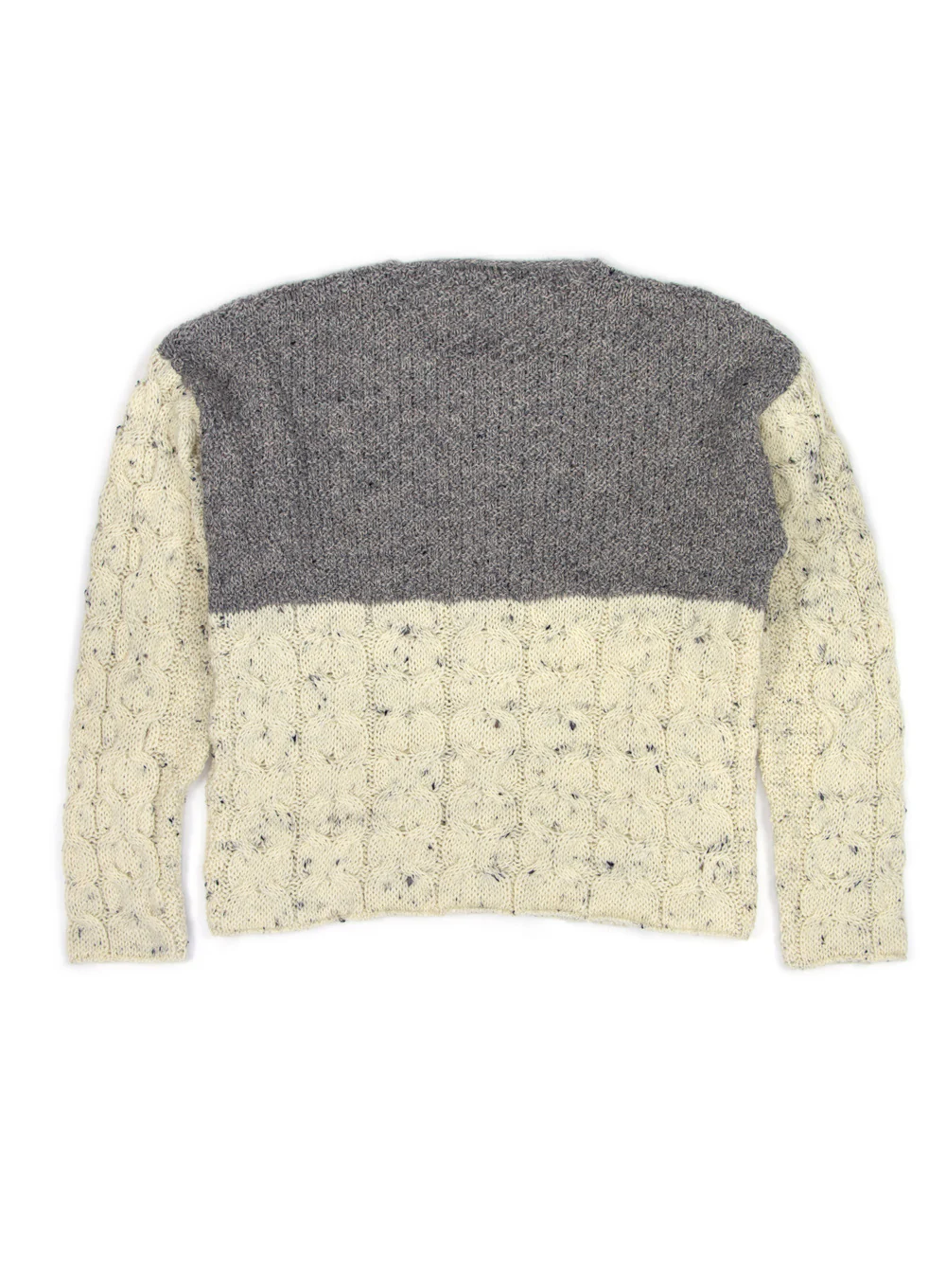 Florence Short Two-Tone British Wool Aran Cardigan - Image 7