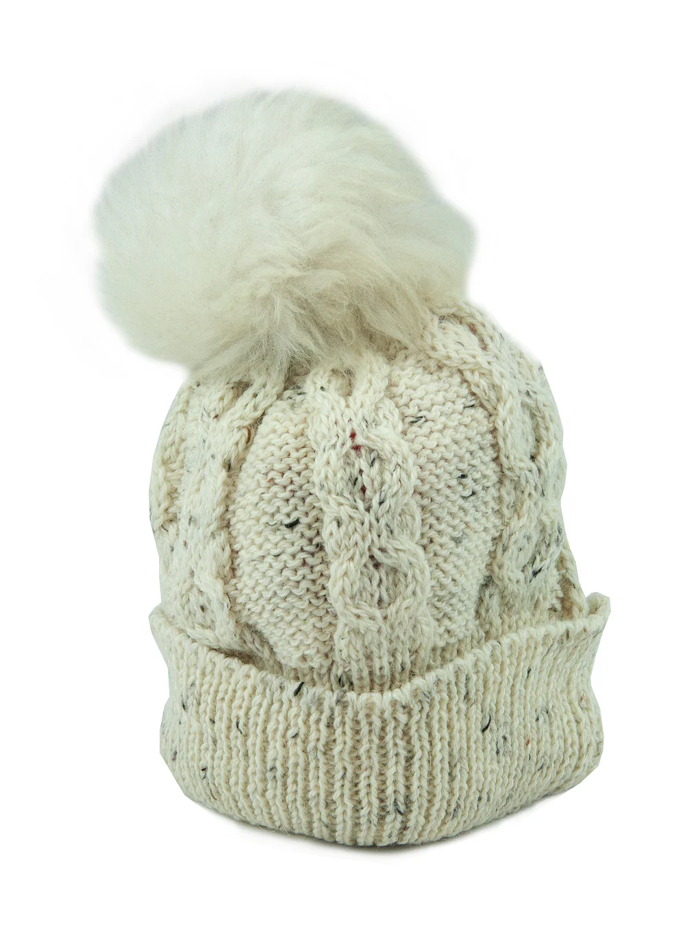 Genuine Sheepskin Bobble Aran Beanie Hat - Image 5