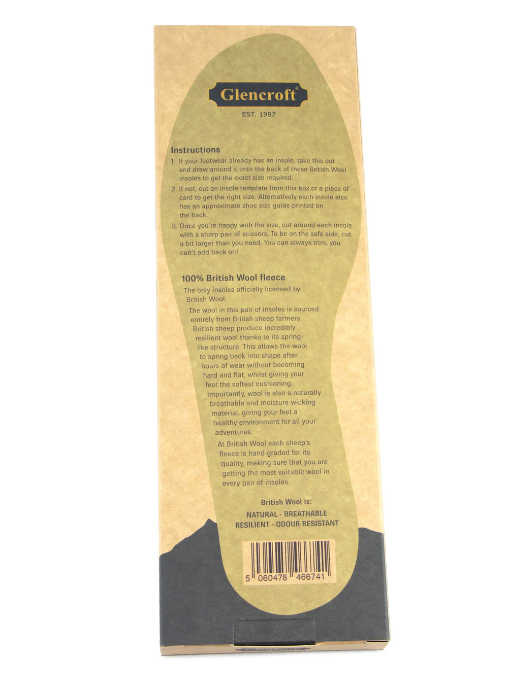 Glencroft Thick 100% British Wool Insoles - One Size - Image 4