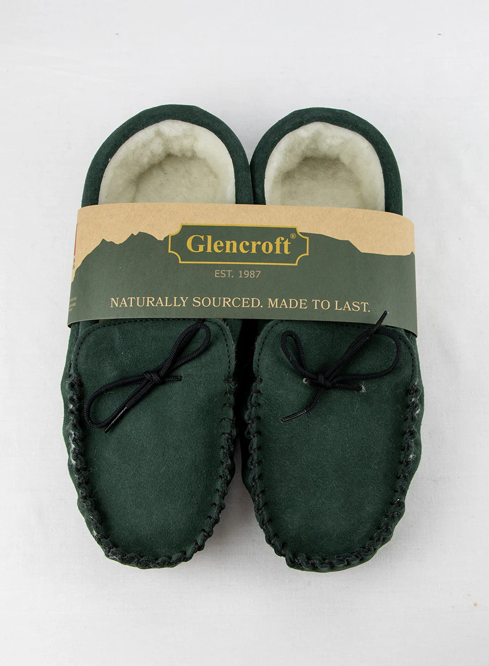 Green Suede Lambswool Moccasins with Sole - Image 3