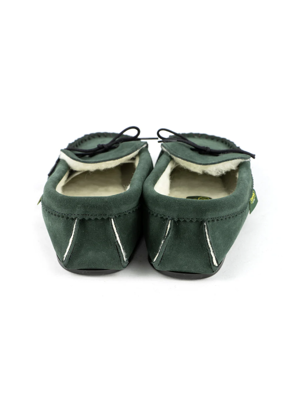Green Suede Lambswool Moccasins with Sole - Image 4