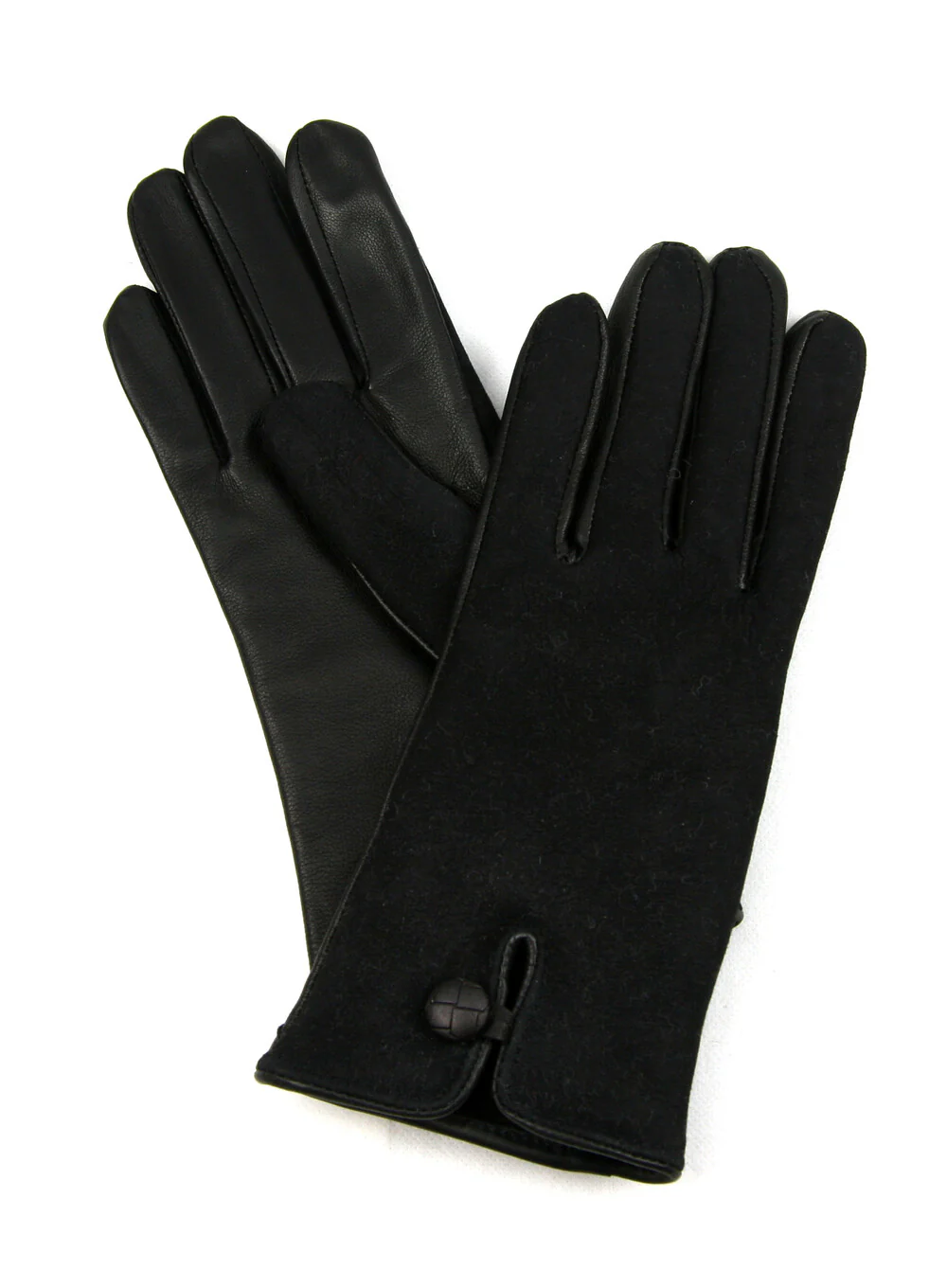 Ladies Slim Leather Palm Lambskin Gloves with Button - Image 6