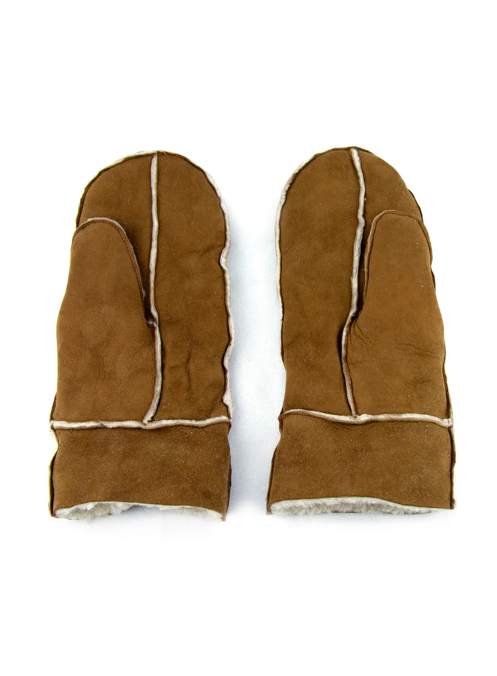 Ladies Pieced Sheepskin Mittens - Natural Colours - Image 3