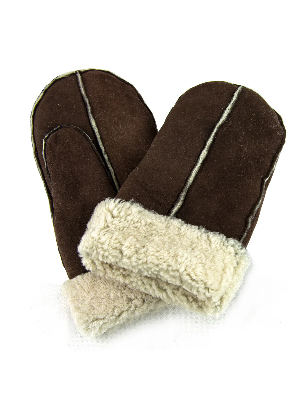 Ladies Pieced Sheepskin Mittens - Natural Colours - Image 4