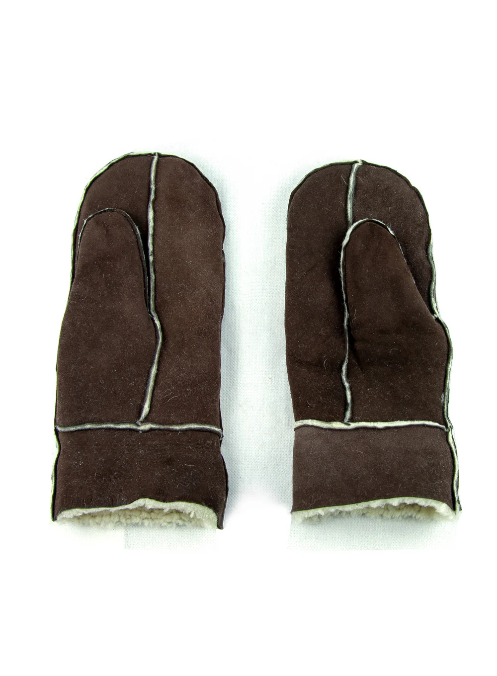 Ladies Pieced Sheepskin Mittens - Natural Colours - Image 5