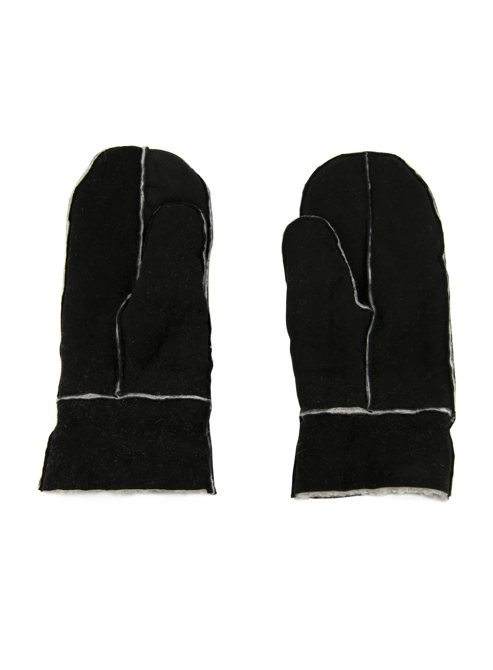 Ladies Pieced Sheepskin Mittens - Natural Colours - Image 9