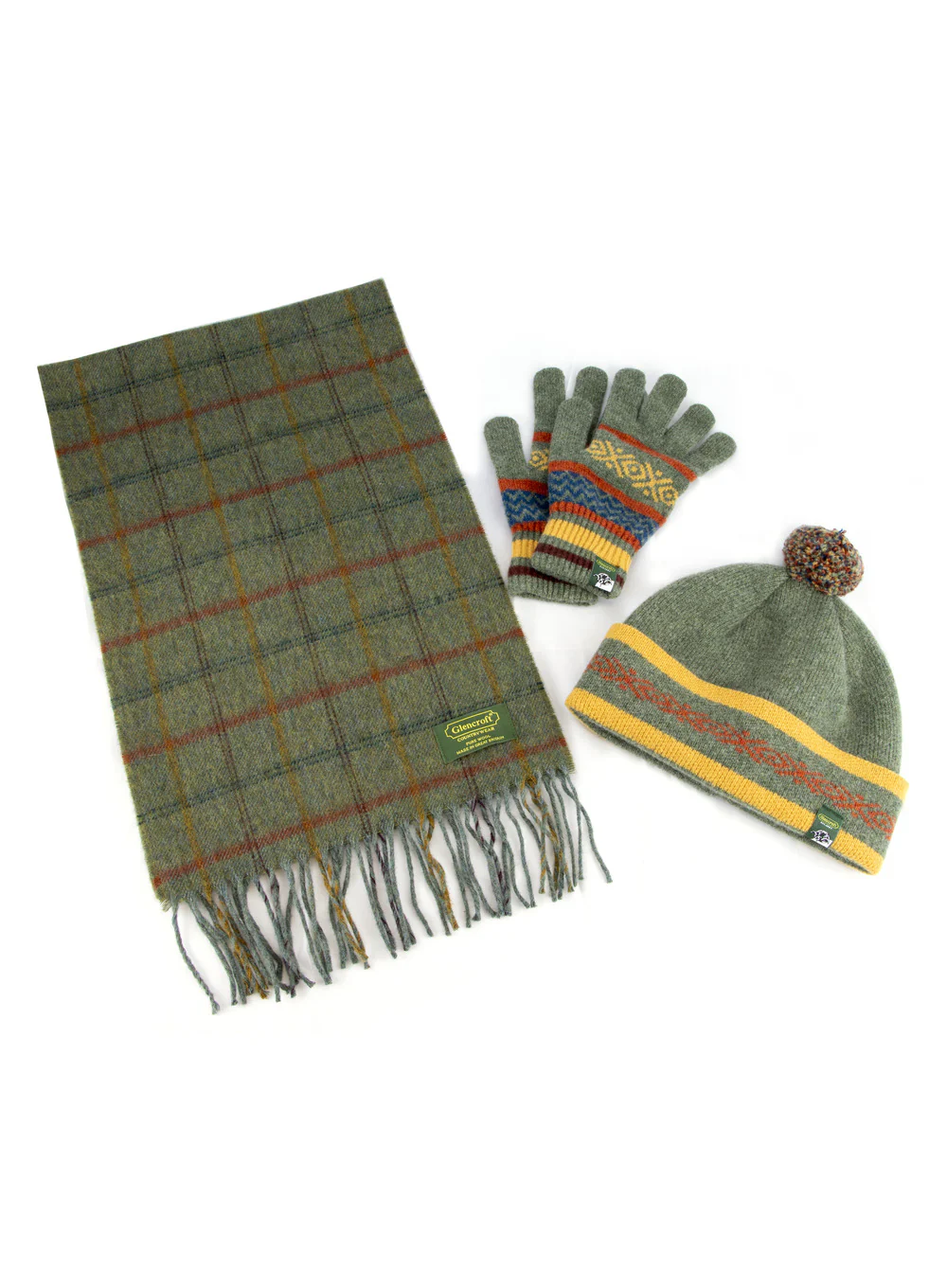 Lambswool Fair Isle Beanie Hats with Bobble - Image 6