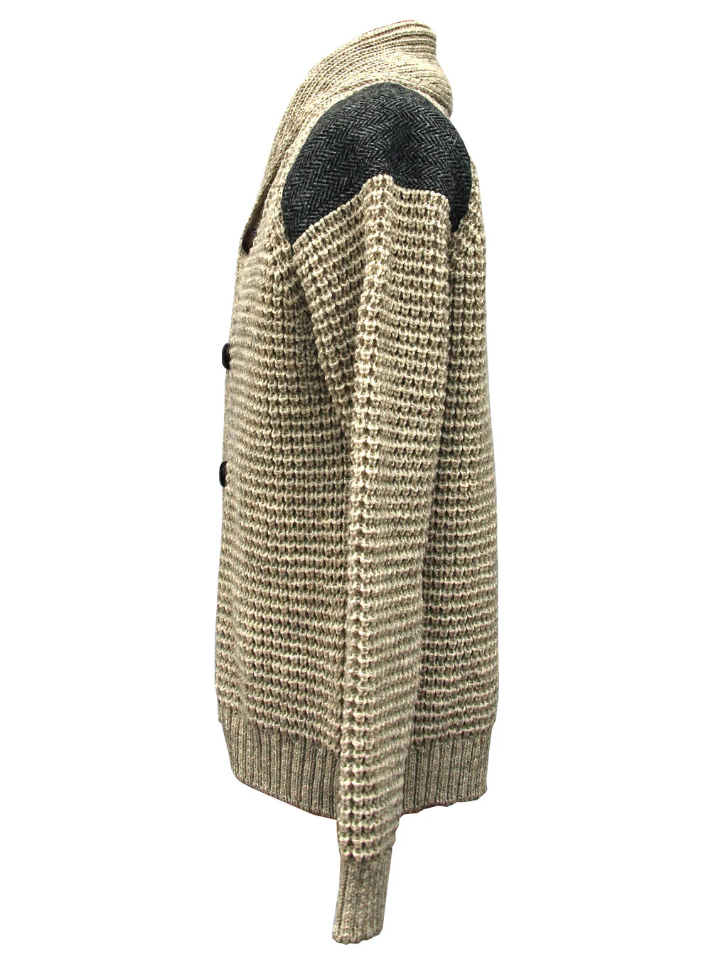 Shawl Collar British Wool Yorkshire Tweed Patch Cardigan - Image 4