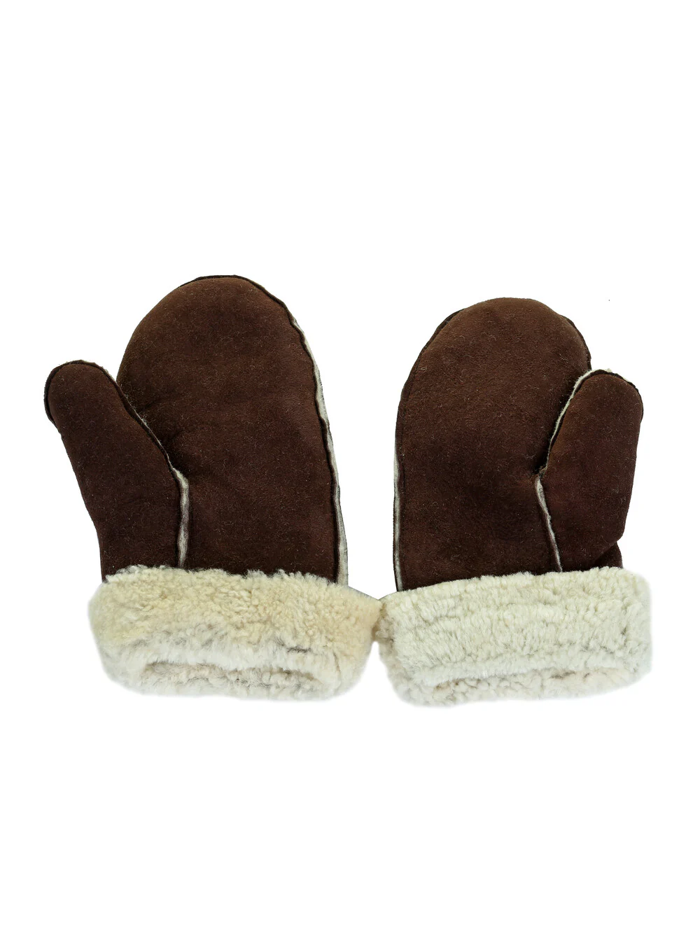 Ladies Whole Piece Sheepskin Mittens - Natural Colours - Image 4