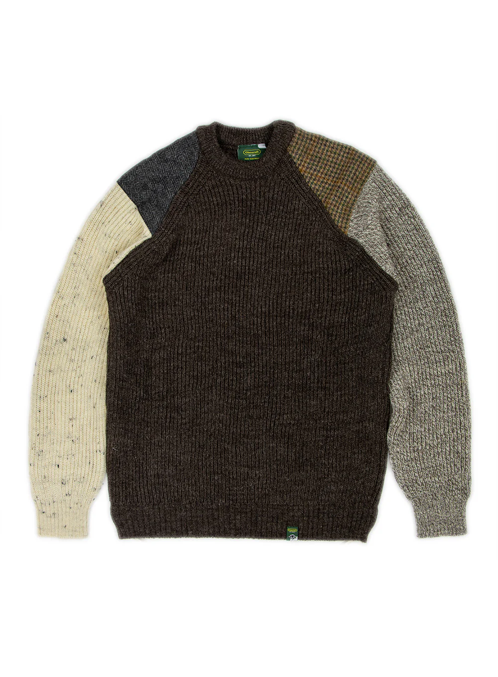 Multi-Colour Wool Tweed Patch British Wool Jumper - Image 3