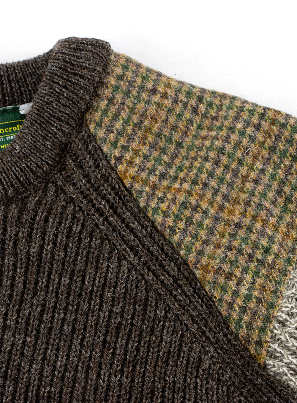 Multi-Colour Wool Tweed Patch British Wool Jumper - Image 5