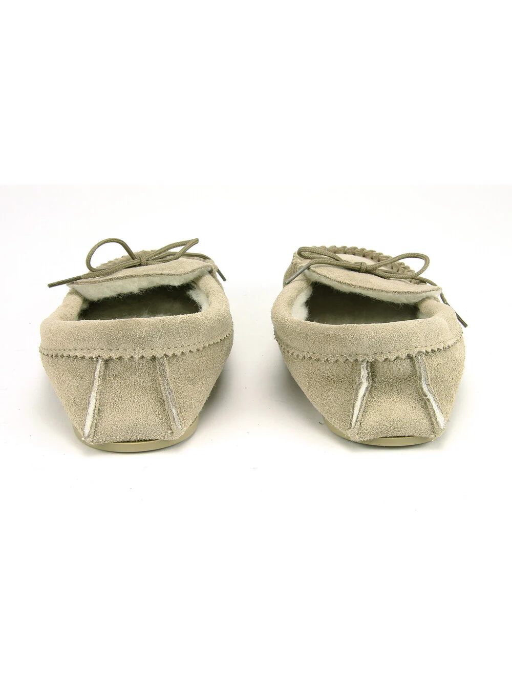 Natural Suede Lambswool Moccasins with Sole - Image 5