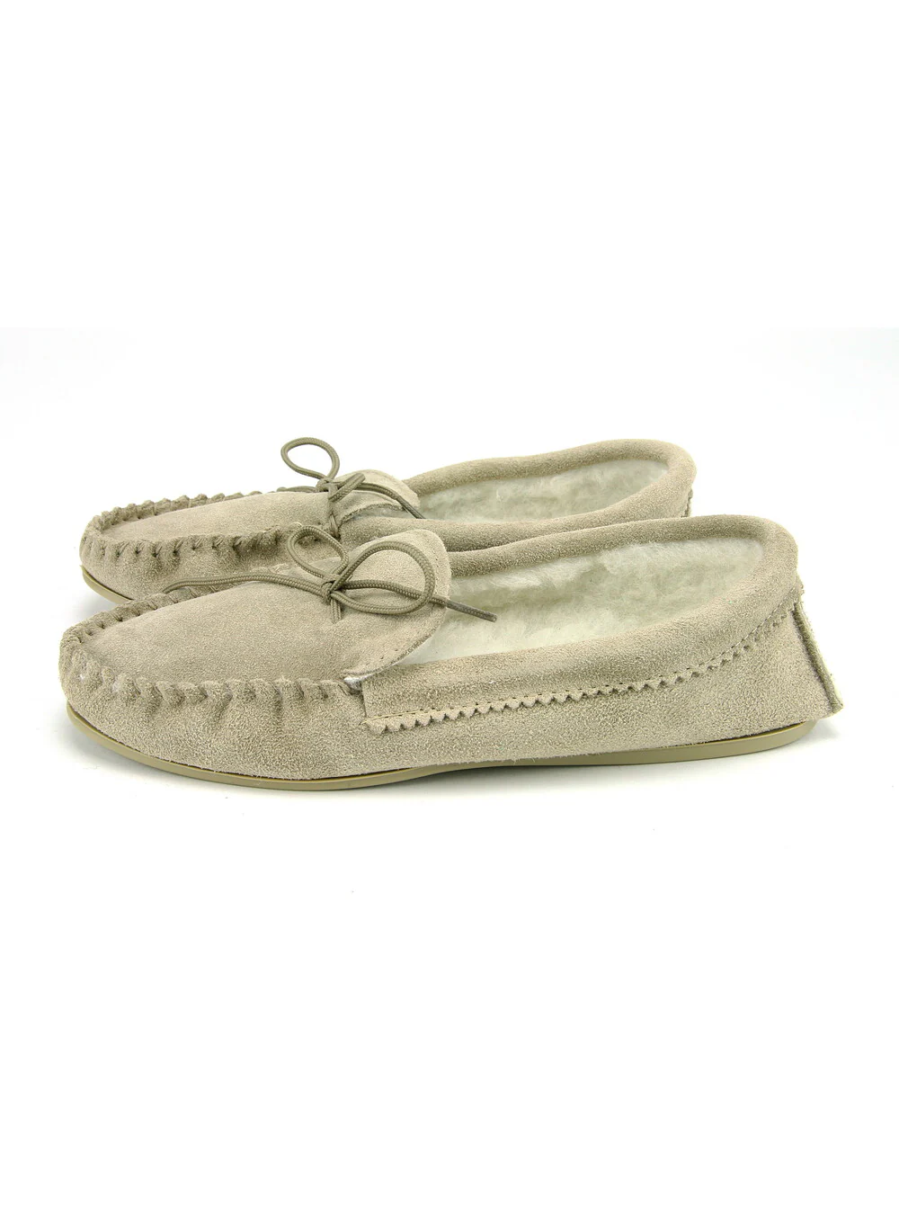 Natural Suede Lambswool Moccasins with Sole - Image 6
