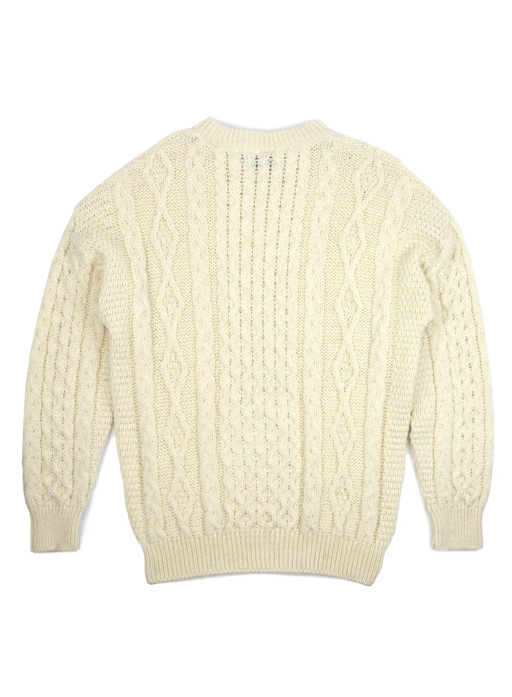 Traditional Aran Cream British Wool Jumper - Image 4