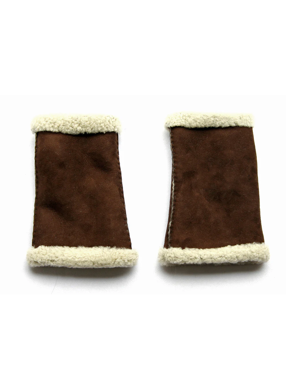 Unisex Hand Sewn Fingerless Lambskin Mittens - Image 3