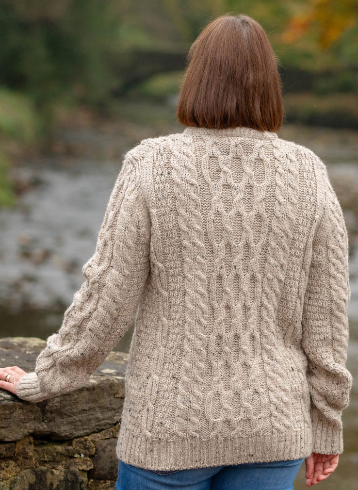Keasden Zip Neck Aran British Wool Jumper - Image 3