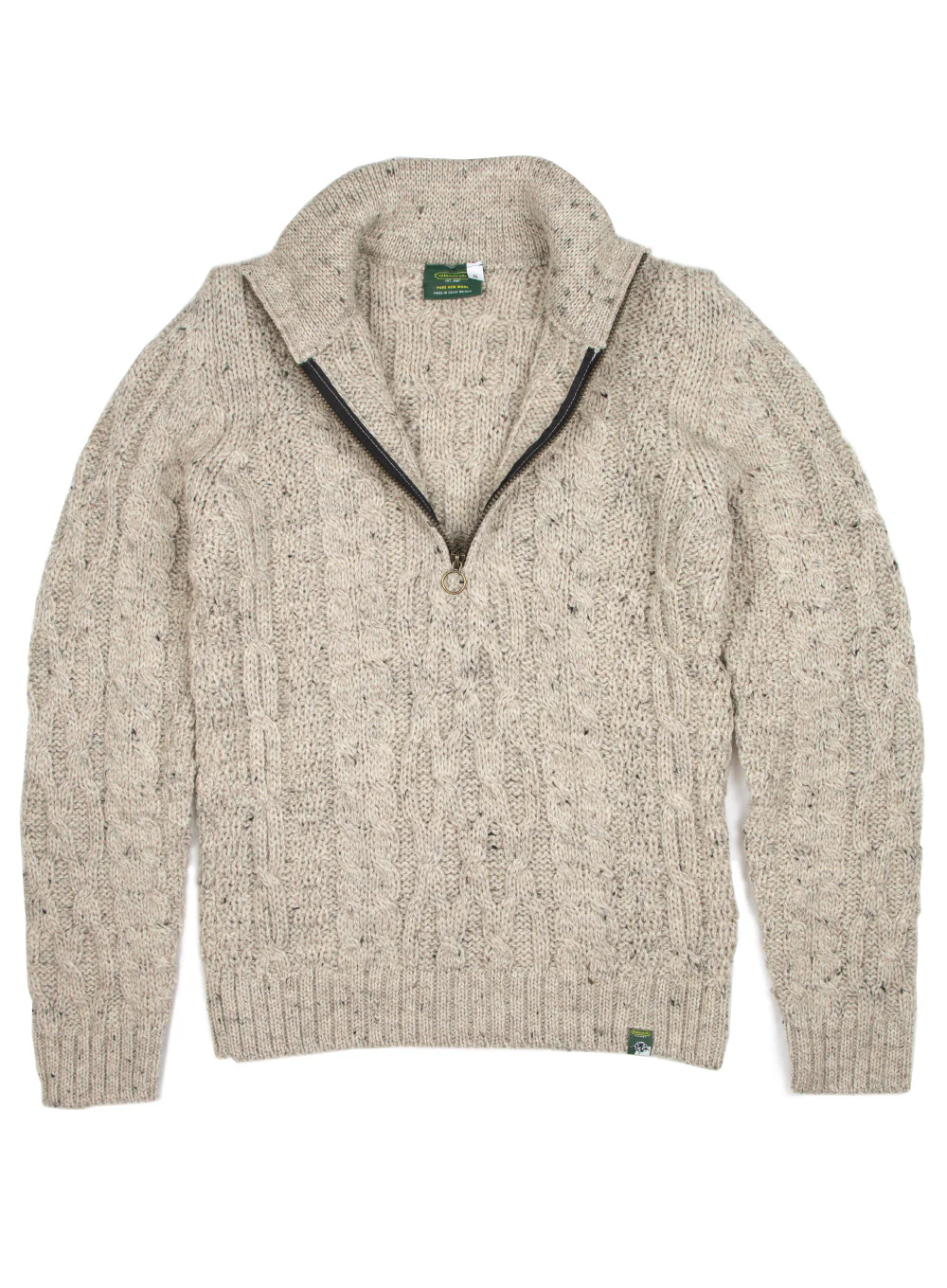 Keasden Zip Neck Aran British Wool Jumper - Image 4