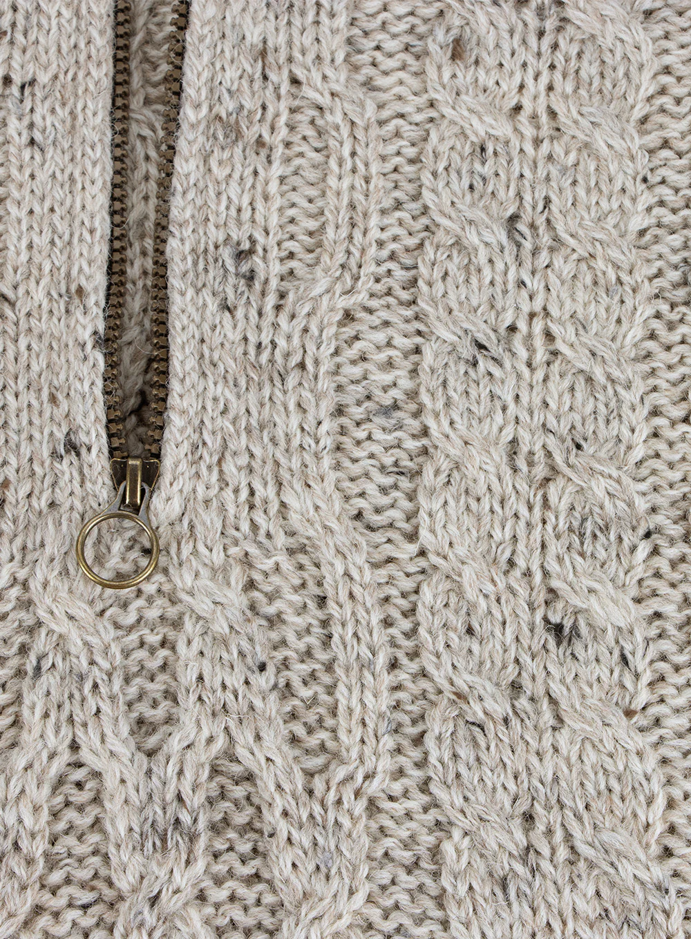 Keasden Zip Neck Aran British Wool Jumper - Image 5