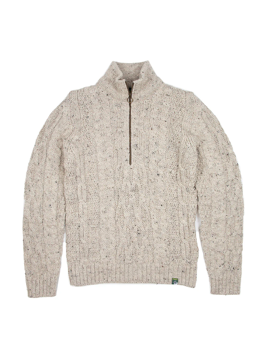 Keasden Zip Neck Aran British Wool Jumper - Image 7